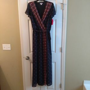 Xhilaration xxl long dark blue wrap-style dress